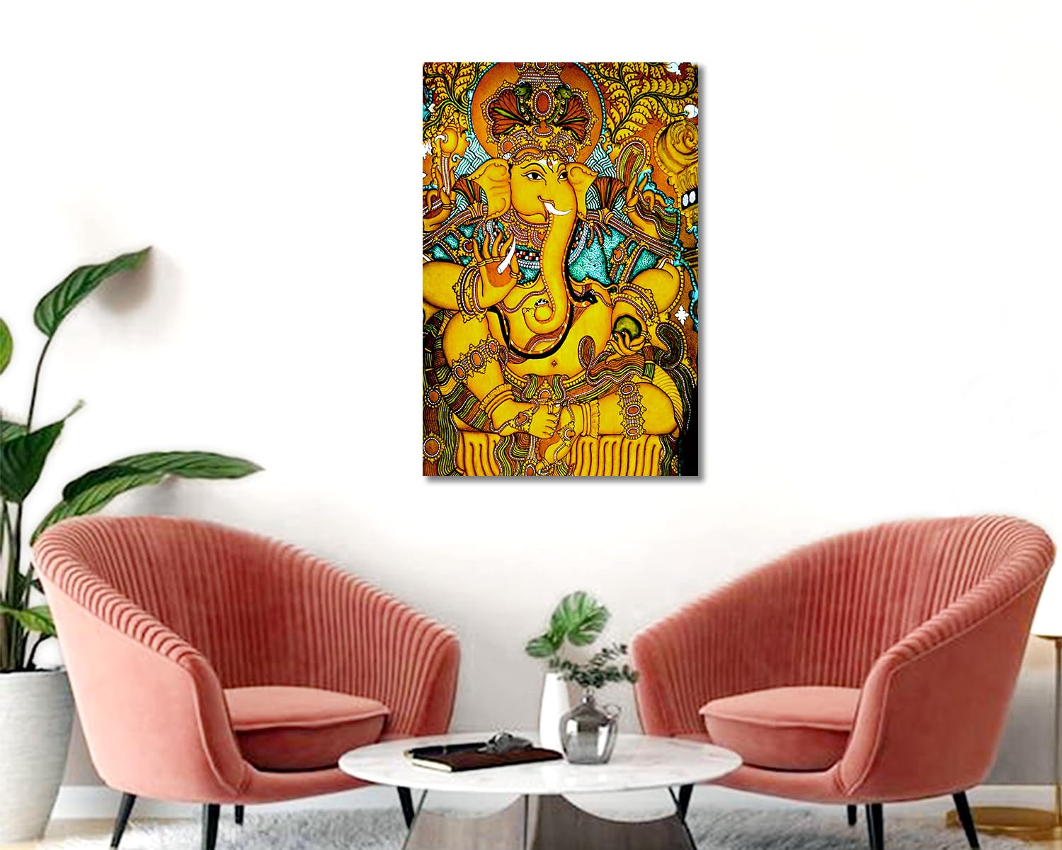 Tamatina Kerala Mural Art Canvas Painting|Jai Sri Ganesh|Art|Size-36X24 Inches.c248